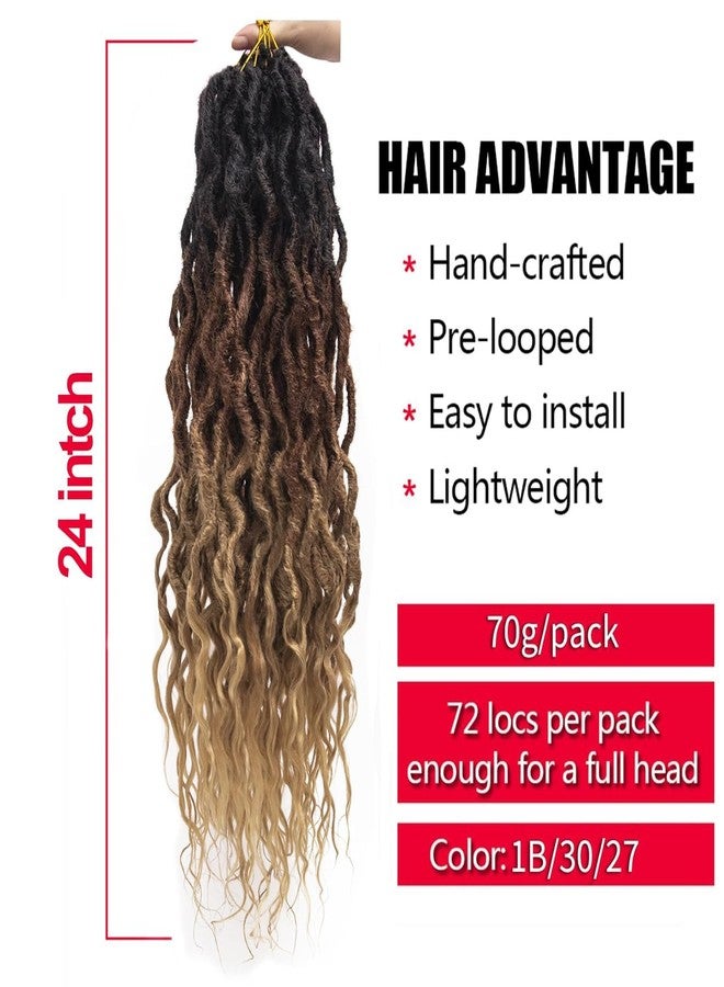SuyiIRL Faux Locs Crochet Hair For Women Soft Locs 24 Inch Goddess Crochet Hair Curly Ends Dreadlocks Boho Style Synthetic Braiding Hair Extensions(6 Packs,1b/30/27) - Image 3